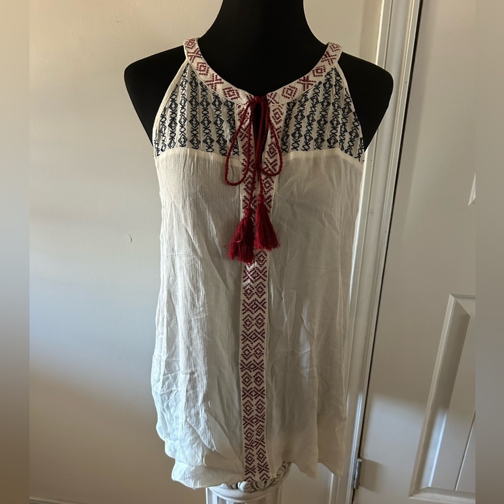 👚Boho Love by design XL Tassel Tie Neck Halter Top NWT #12